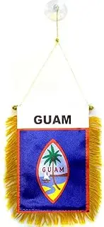 Guam Mini Banner 6'' x 4'' - Guamanian Pennant 15 x 10 cm - Mini Banners 4x6 inch Suction Cup Hanger - AZ FLAG
