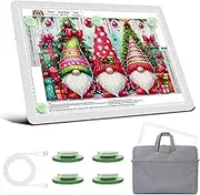 A3 LED Light Box with Carry Bag, 5600 Lux Diamond Art Light Board with Side Physical Buttons, 3 Colors and 6 Levels of Brightness, Light Pad for Diamond Painting, Tracing, Drawing, Sketching