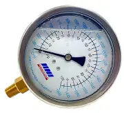 NNI 4" Dial Dual Read PSI GPM Gauge 0-100Psi/1680 GPM Liquid filled
