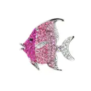 Beautiful Pink Color Angel Fish Adjustable Ring with Pink Crystals (Size 5-10)