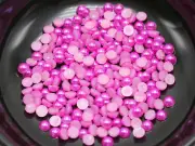 2000 Hot Pink Acrylic Half Pearl Flatback Round Bead 4mm Nail Art Tips Scrapbook