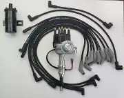 FORD 289 302 SMALL CAP HEI DISTRIBUTOR + COIL + BLACK 8.5mm SPARK PLUG WIRES (for: Ford)