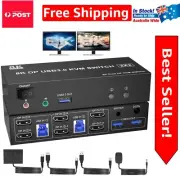 Efficiently Manage 2 PCs and 2 Monitors with Advanced 8K DisplayPort KVM Switch