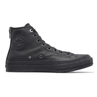 【CONVERSE】休閒鞋 Chuck 70 Back Zip HI 男鞋 女鞋 黑 全黑 高筒 拉鍊 皮革 1970(A08159C)