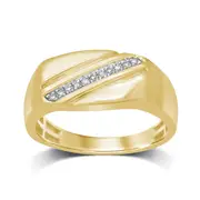 9kt Yellow Gold 0.05ct Diamond Diagonal Mens Ring