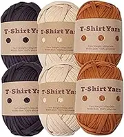 Crochet Yarn 6Pcs Thick Knitting Yarn Set 33 Yards T-Shirt Yarn 100g Elastic Chunky Yarn for Bags Throw Blanket Crochet Carpets Home Decor Yarn for Crochet