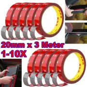 1-10X Auto Tape Acrylic Foam Double Sided Back Car Mounting Adhesive 3m x 20mm