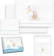 Interbaby Cot Bed Duvet Cover Set 50 x 80 cm Baby - Winter Flannel Bedding - Elephant Model - Includes Flat Sheet + Flat Sheet + Pillowcase