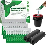Aussio (30pcs Poo Gel+20pcs Toilet Bag Portable Toilet Absorbent Gel Poo Urine Powder for Outdoor Hiking Camping Poo Gel for Portable Toilet Camping Toilet Gel Poo Powder for Outdoor Use
