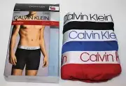 3 Calvin Klein Boxer Briefs Microfiber Stretch Red Blue Black Pack Underwear $47