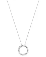 Diamond Circle Pendant in 14K White Gold, 3.0 ct. t. w.