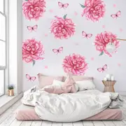 Sprinkled Peonies Australian Design Hand Painted Peel & Stick, Removable Wall Decal. Nursery, Kids Playroom, Kids Teens Bedroom