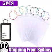 5x Cruise Ship Luggage Tags Holders Zip Seal Pouch Keyring Steel Wire Cable Loop