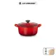 【Le Creuset】琺瑯鑄鐵鍋圓鍋18cm(櫻桃紅-電木頭-內鍋白)