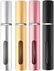 KEAIYYJ- Perfume Travel Refillable Mini Spray Bottle Cologne Atomizer Small Pocket Size Refill Dispenser Portable Sprayer Empty Container 5 ml 4 Pack
