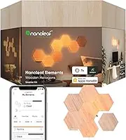 Nanoleaf Elements Hexagon Starter Kit, 7 Wood Look LED Smart Light Panels - Dimmable & Modular Wi-Fi Wall Mood Lights, Works with Alexa Google Assistant Apple Homekit, for House Room Decor or Desk