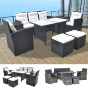 Outdoor Dining Set with Cushions Table and Chairs 6 Piece Poly Rattan vidaXL