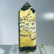 474g Natural Ink Painting Stone Quartz Tower Point Obelisk Mineral Specimen