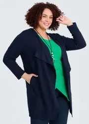 [TS] Taking Shape Natural Canopy Texture Cardigan Size 20 in Dark Indigo, Viscose - Plus Size Women's Clothing Dark Indigo