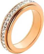 LiyCarp Anxiety Spinner Rings Fidget Rings Stainless Steel Wedding Engagement Band for Women Girls Stress Relief,Rose Gold, Non-Precious Metal