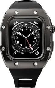 MGAVATPNPY Stainless Steel Watch Case Compatible With Apple Watch Suitable For 4/5/6/SE 44mm Silicone Strap Compatible With IWatch watch case