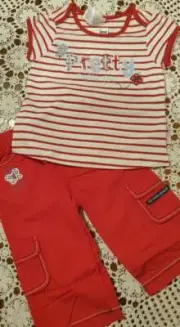Pumpkin Patch (BNWT) - Stripe Tee & Turn Up Cargo Pants - Size 0 (6-12mths)