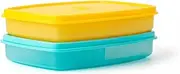 [Tupperware] Slim Divided Lunch Container (Set of 2), Yellow & Blue