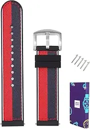 MGHN 20 22mm Watch Straps for Men Women Rubber Watch Strap NATO Strap (Watch Pins Watch Strap Loop Watch Case) (Color : Red Blue Silver Buckle, Size : 22mm)