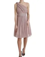 Dolce & Gabbana Pleated Mini Dress One Shoulder Style Women Pink Dresses