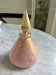 Murano glass perfume bottle vintage, Pink Millefiori/24k Gold Leaf, Italy
