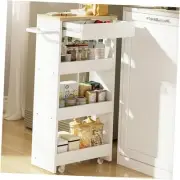 Slim Storage Rolling Cart with Drawer and Wheels and Handle, 4 Tier Slide Out