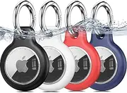 Inesore 4 Pack Holder Compatible with Airtag, Waterproof Protective Case with Keychain, Anti-Scratch Holder for Air Tag for GPS Item Finder Tracker, Luggage, Pet, Key Ring(4 Colors)