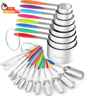 Measuring Cups and Spoons - Wildone Stainless Steel 20 Piece Stackable Set, Incl