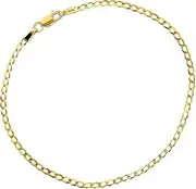 [forme di Lucchetta] Authentic Italian 14k Gold Curb Chain from Italy, 2mm Bracelet/Anklet adjustable up to 7.5 Inch - Fits perfectly with Lucchetta Charms, Yellow Gold, no gemstone