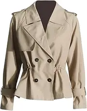 [Zadaos] Women's Blazer Jacket Double-Breasted Notched Eqaulet Patchwork Solid Color Slim Suit Jackets