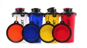 2 in1 Pets Dog Cat Food &Water Feeding Bottles Solicoe Portable COLLAPSIBLE BOWL