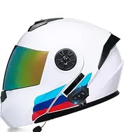 Full Face Flip UpVisors Modular Helmets Bluetooth+FM DOT Certification Touring Helmets Built-in Dual-Speaker Bluetooth Headset with Microphone for Adults Men Women Moped Street Racing