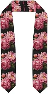 [SKKNT] Peony Print Graduation Shawl Stole For Academic Commencements Honor Sash Congratulations Gift