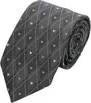 [Disney] D50035 Mitsumaru Silhouette Argyle Pattern Necktie, Gray, One Size Fits Most, Business, Casual, Gift