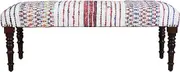 LR Home Multicolor Handmade Upholstered Bench for Bedroom End of Bed | Striped Modern Accent Bench for Living Room, Bedroom, or Entryway Seating | Long Rectangle Sitting Bench | 47" W x 16" D x 18" H