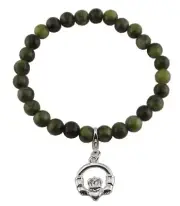 JC Walsh & Sons Irish Jewelry Marble Claddagh Stretch Bracelet for Men and Women