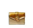 MICHAEL KORS CARMEN MEDIUM FLAP BIFOLD WALLET PALE GOLD