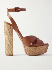 [Aquazzura] Aquazzura - Sunseeker Plateau 140 Leather Platform Sandals - Tan - IT39.5 IT 39.5 Brown