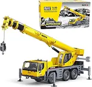 Qcar Mobile Crane Truck Construction Vehicles Toys,1:50 Scale Diecast Site Auto Crane, Toy Trucks for Kids 8,9,10,11,12 Year Old and up