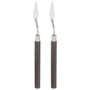 2pcs 10mm No.7 Painting Palette Knives Stainless Steel Spatula Red Wood Handle