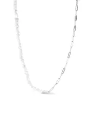Glaze Jewelry Silver 3.5mm Pearl Paperclip Necklace