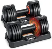 25/55 Lbs Pair Adjustable Dumbbells Set, Dumbbells with Anti-Slip Metal Handle f