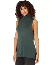 NEW Splendid Women Silva Sleeveless Turtleneck Sweater Tank Cashmere Bld Green M