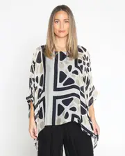 Luciana Silk Top - Black Mosaic