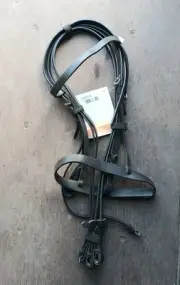 Cob Leather Plain Snaffle Bridle Black